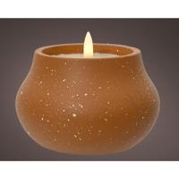 Lumineo Led kaars vlameffect dia12cm terra