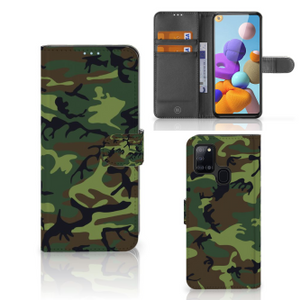 Samsung Galaxy A21s Telefoon Hoesje Army Dark