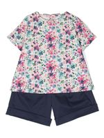 Il Gufo ensemble t-shirt-short à fleurs - Bleu - thumbnail