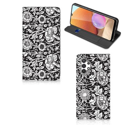 Samsung Galaxy A32 4G | A32 5G Enterprise Editie Smart Cover Black Flowers Samsung Galaxy A32 4G | A32 5G Enterprise Editie Smart Cover Black Flowers