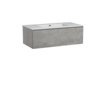 Storke Edge zwevend badmeubel 105 x 52 cm beton donkergrijs met Diva enkele wastafel in glanzend composiet marmer