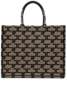 Elisabetta Franchi grand sac à main à logo en jacquard - Tons neutres