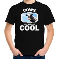 Dieren koe t-shirt zwart kinderen - cows are cool shirt jongens en meisjes XL (158-164)  -