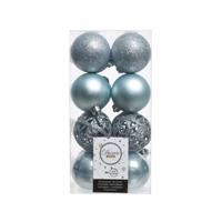 Kerstballen kunststof Ø6cm blauw 16 stuk