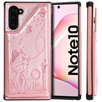 Voor Galaxy Note 10 kat Bee reliëf patroon schokbestendige beschermende case met kaartsleuven & fotolijstjes (Rose goud)