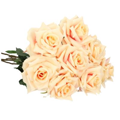 Kunstbloem Roos Emily - 8x - 66 cm - licht roze - polyester - kunststof - kunstbloemen