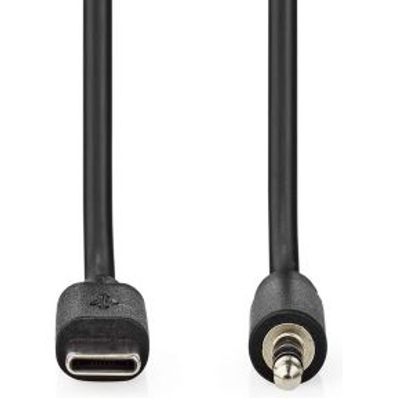 USB-C© Adapter | USB 2.0 | USB-C© Male | 3,5 mm Male | 1.00 m | Rond | Vernikkeld | PVC | Zwart