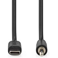 USB-C© Adapter | USB 2.0 | USB-C© Male | 3,5 mm Male | 1.00 m | Rond | Vernikkeld | PVC | Zwart