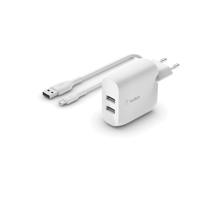 Belkin Boost Charge 2-poorts USB-A wandlader met USB-A naar micro-USB kabel oplader 24W - thumbnail