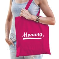 Mommy cadeau katoenen tas fuchsia roze voor dames - Cadeau Moederdag
