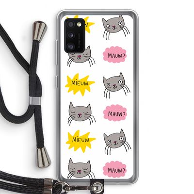 Meow: Samsung Galaxy A41 Transparant Hoesje met koord