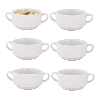 Soepkommen Essential - 6x - wit - D11 x 6 cm - porselein - schaaltjes met oren