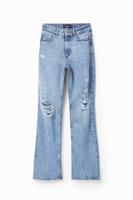 Wide leg spijkerbroek met stras - BLUE - 38