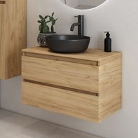 Fontana Proma badkamermeubel 80cm zonder kom warm eiken - thumbnail