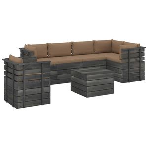 vidaXL 7-delige Loungeset met kussens pallet massief grenenhout