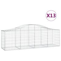 The Living Store Schanskorf - Gabion Tuinbarrière 200x50x60/80cm Zilver