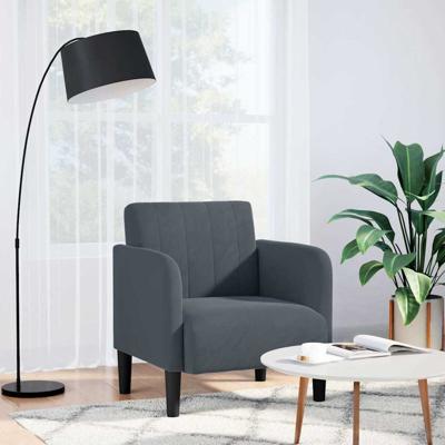 Fauteuil met armleuningen 54 cm fluweel donkergrijs