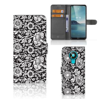 Nokia 3.4 Hoesje Black Flowers Nokia 3.4 Hoesje Black Flowers