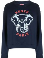 Kenzo sweat à motif éléphant brodé - Bleu