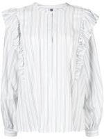 Tommy Hilfiger blouse rayée à volants - Blanc