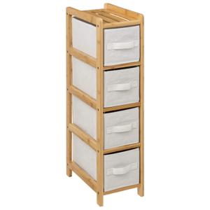 Opbergkast met 4 polyester manden - 4 lagen - bamboe - beige - 19 x 33 x 78 cm