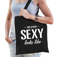 This is what sexy looks like cadeau tas zwart voor dames - thumbnail