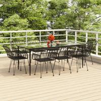 9-delige Tuinset poly rattan zwart