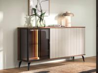 Dressoir VENRUTA 3 deuren warmia walnoot/kasjmier met led Dressoir VENRUTA 3 deuren warmia walnoot/kasjmier met led