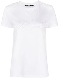 Karl Lagerfeld t-shirt en coton biologique à logo strassé - Blanc