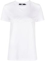 Karl Lagerfeld t-shirt en coton biologique à logo strassé - Blanc