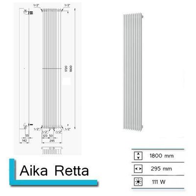 Plieger Handdoekradiator Aika Retta 1800 x 295 mm Mat Zwart