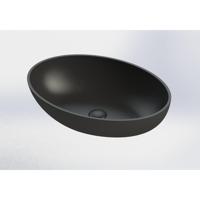 Royal plaza Cinea opzetwastafel 57x40,5cm z/kr.gat z/overl. m.zwart