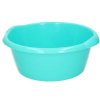 Rond afwasteiltje/emmertje turquoise blauw 3 liter 25 x 10,5 cm schoonmaakartikelen - Afwasbak - thumbnail