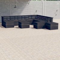 vidaXL 12-delige Loungeset pallet massief grenenhout donkergrijs - thumbnail