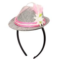 Tiara met tiroler verkleed hoedje roze - dames - Oktoberfest/carnaval feesthoeden