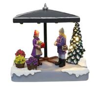 Florists with Customer with LED Polyresin 14cm Santaville - Santaville Florists with Customer with LED Polyresin 14cm Santaville - Santaville