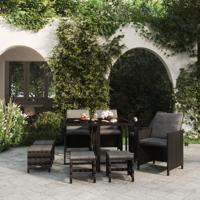 9-delige Tuinset met kussens poly rattan zwart