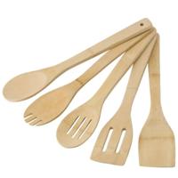 Keukengerei kooklepels spatelset - bamboe hout - 30 cm - 5-delig