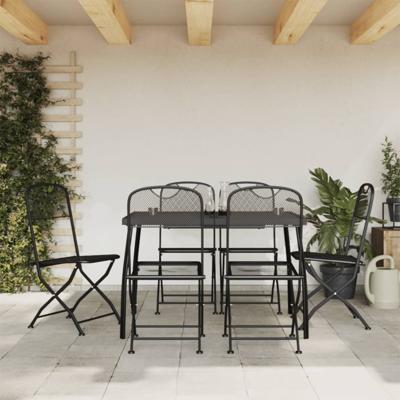 7-delige Tuinset metaalgaas antracietkleurig