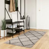 VidaXL Vloerkleed pamplona shaggy hoogpolig 80x200 cm beige antraciet