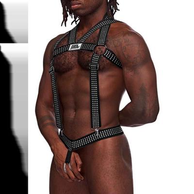 Male Power Elastische Harnas met Studs - Eén Maat - Zwart