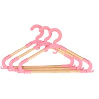 Storage Solutions kledinghangers voor kinderen - 3x - kunststof/hout - roze - Sterke kwaliteit - Kledinghangers - thumbnail