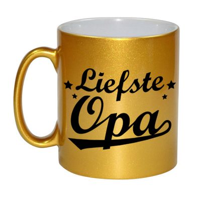 Liefste opa cadeau gouden mok / beker sterren 330 ml Liefste opa cadeau gouden mok / beker sterren 330 ml
