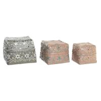 Set decoratieve dozen DKD Home Decor Multicolour Bamboe Boho (3 Onderdelen)