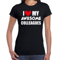 I love my awesome colleagues / collega cadeau t-shirt zwart dames - thumbnail