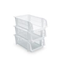 PlasticForte Stapelbare opbergmand - wit - 20L - kunststof - 43 x 32 x 16 cm