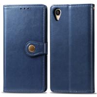Retro effen kleur lederen gesp mobiele telefoon bescherming lederen draagtas met Lanyard & fotolijstjes & kaartsleuf & portemonnee & beugel functie vo