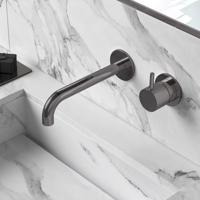 Hotbath Cobber afbouwdeel inbouw wastafelmengkraan met 18 cm uitloop zwart chroom CB005EXT18BK