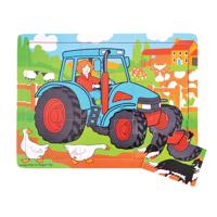 Bigjigs Houten Puzzel Tractor - 9 stukjes - thumbnail