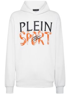 Plein Sport hoodie en coton mélangé à logo imprimé - Blanc